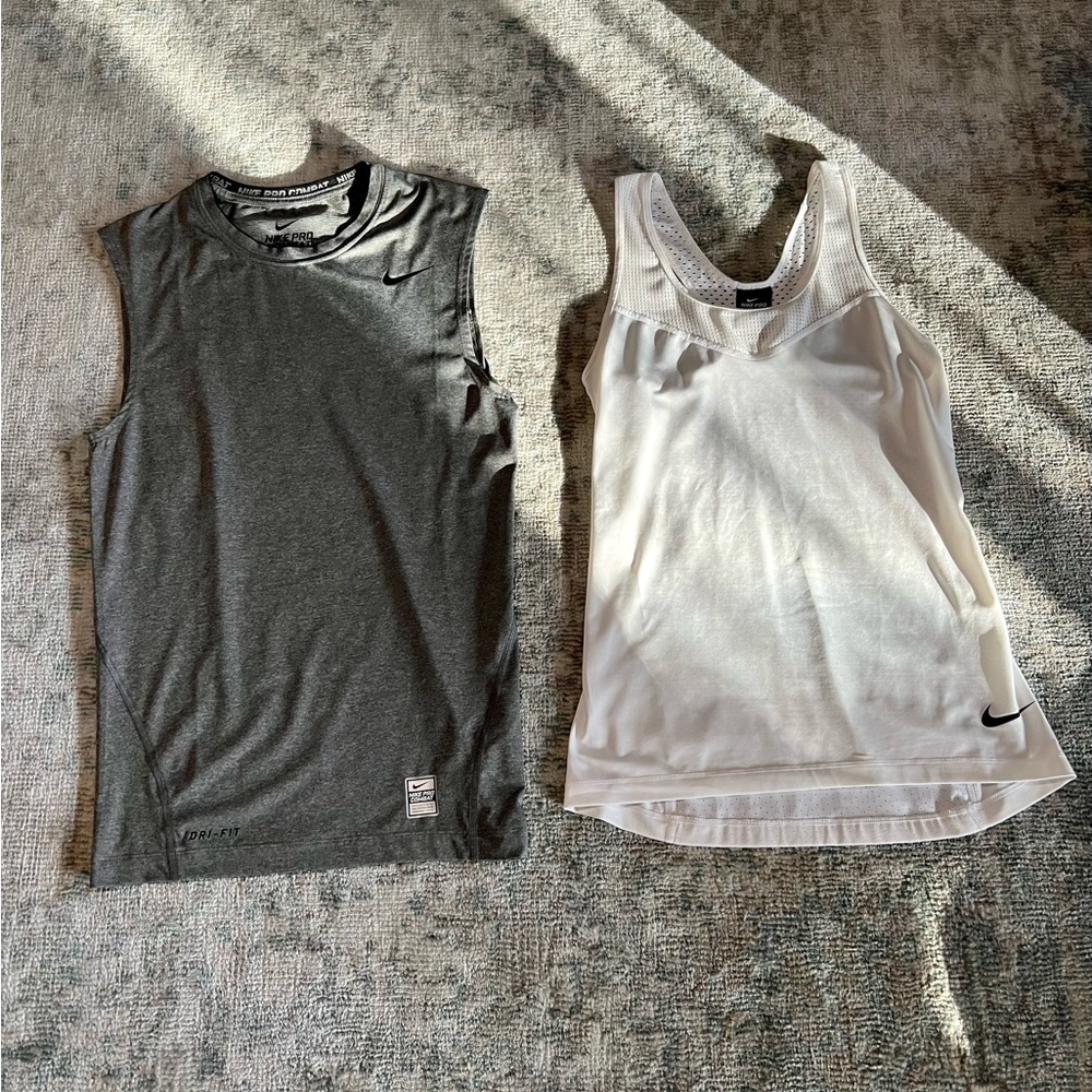 Two Nike Pro Dri-Fit Tank Tops Small